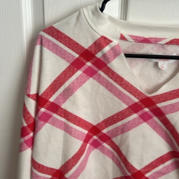 Colsie‎ Cozy Plaid Sweatshirt Loungewear V Neck Long Sleeve Pullover Top Small - Picture 2 of 10